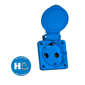 Preview: Schutzkontakt Anbausteckdose IP54 16A mit Klappdeckel und Steckklemmen (QuickConnect)