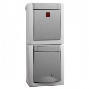 ViKO Pacific - Ein/Ausschalter mit LED + Steckdose mit Kindersicherung (Senkrecht) IP54