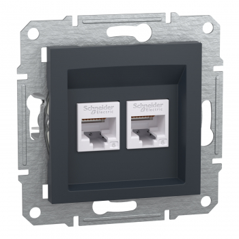 Preview: Schneider Asfora - Netzwerkdose - ISDN-​Dose CAT6 2xRJ45
