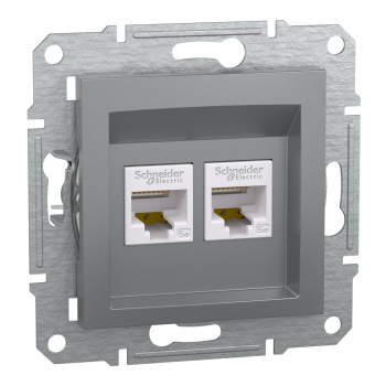 Preview: Schneider Asfora - Netzwerkdose - ISDN-​Dose CAT5e 2xRJ45