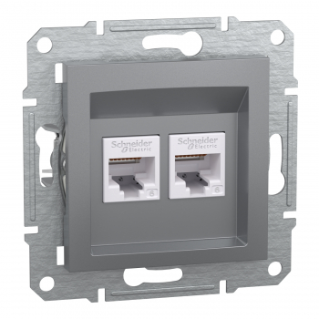 Preview: Schneider Asfora - Netzwerkdose - ISDN-​Dose CAT6 2xRJ45