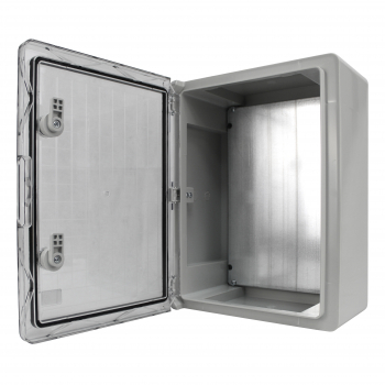 Preview: Schaltschrank IP65 (250x300x130mm) inkl. Montageplatte - mit Sichttür