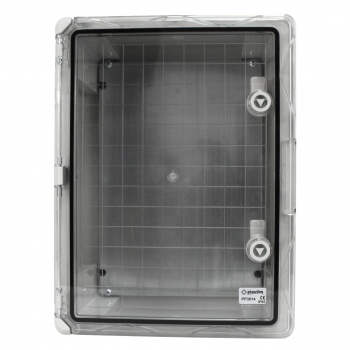 Preview: Schaltschrank IP65 (250x300x130mm) inkl. Montageplatte - mit Sichttür