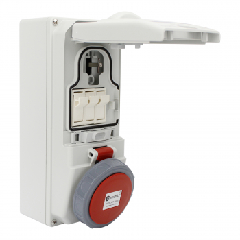 Preview: CEE Schaltersteckdose 5x16A IP65 inkl. Sicherung mit Interlock abschaltbar