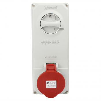 Preview: CEE Schaltersteckdose 5x32A IP44 mit Interlock abschaltbar