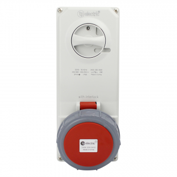 Preview: CEE Schaltersteckdose 5x32A IP65 mit Interlock abschaltbar