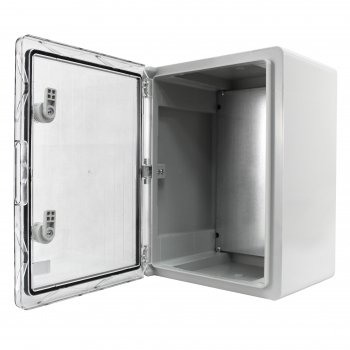 Preview: Schaltschrank IP65 (250x350x150mm) inkl. Montageplatte - mit Sichttür