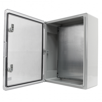 Preview: Schaltschrank IP65 (250x330x130mm) inkl. Montageplatte - mit Sichttür