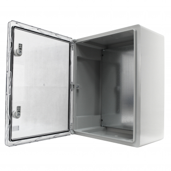 Preview: Schaltschrank IP65 (300x400x165mm) inkl. Montageplatte - mit Sichttür