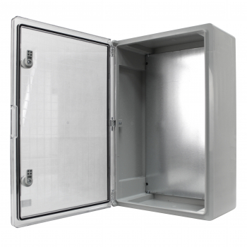Preview: Schaltschrank IP65 (300x400x195mm) inkl. Montageplatte - mit Sichttür