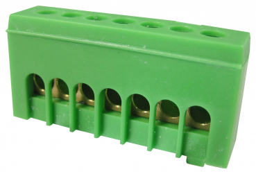 PE-Klemme für Hutschiene Grün 7-Polig 16mm²