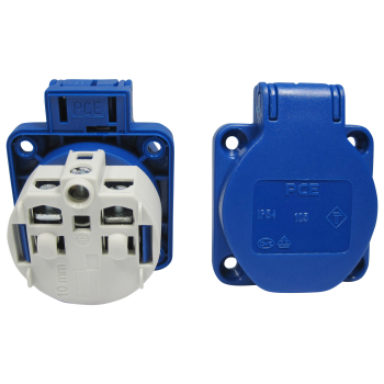 PCE Anbausteckdose mit Klappdeckel Blau