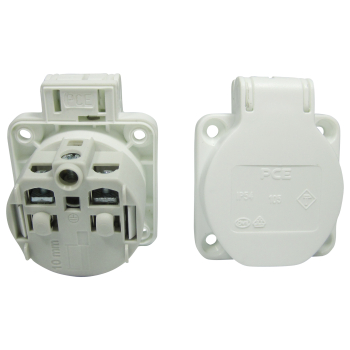 PCE Anbausteckdose mit Klappdeckel Weiß