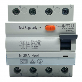 Fehlerstromschutzschalter 4-Polig 25A 30mA A-Typ 10kA