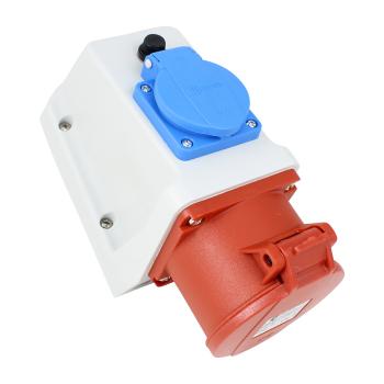 Preview: Kombi Wandsteckdose CEE 5pol (400V/32A) + (230V/16A) IP44 mit Sicherung