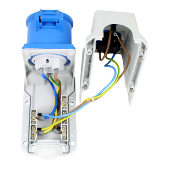 Preview: Kombi Wandsteckdose CEE 3pol (230V/32A) + (230V/16A) IP44 mit Sicherung