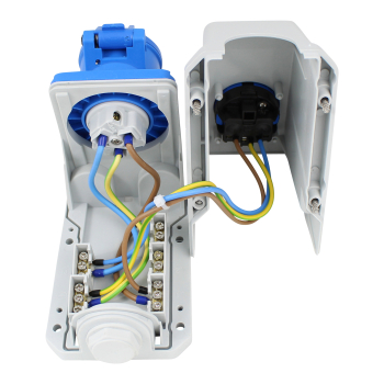 Preview: Kombi Wandsteckdose CEE 3pol (230V/32A) + (230V/16A) IP44 mit Sicherung