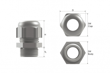 Preview: BIMED Kabelverschraubung PG System (PG36)