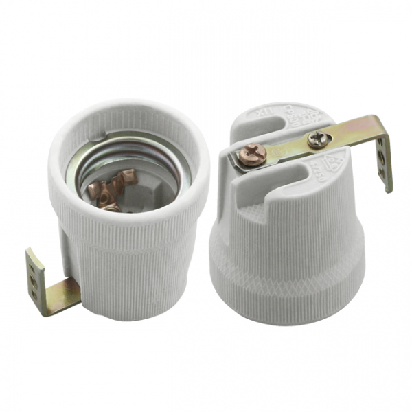 Leuchtmittelfassung aus Porzellan für E27-F Fassung mit Haltebügel