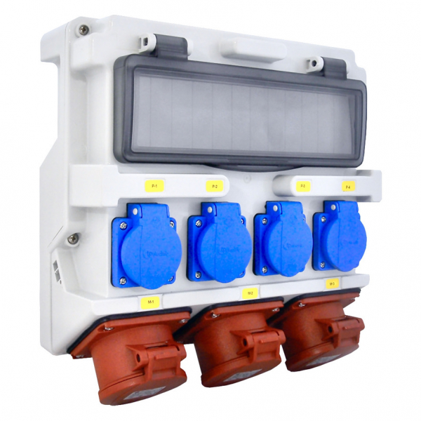 Mobilverteiler bis 12 Module (3x CEE 5P 16A + 4x Schutzkontakt 230V)