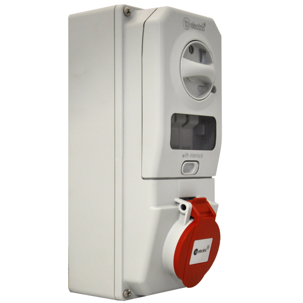 CEE Schaltersteckdose 5x16A IP44 inkl. Sicherung mit Interlock abschaltbar