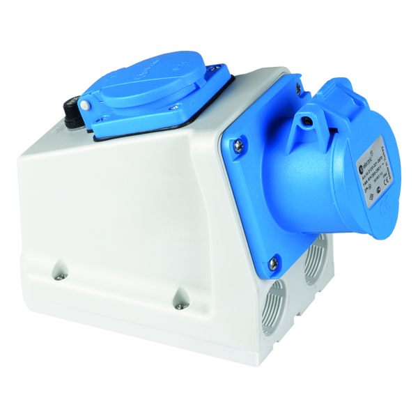 Kombi Wandsteckdose CEE 3pol (230V/32A) + (230V/16A) IP44 mit Sicherung