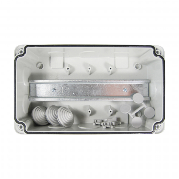 Installationsgehäuse IP67 (130x220x95mm) + Hutschiene und Sichtdeckel