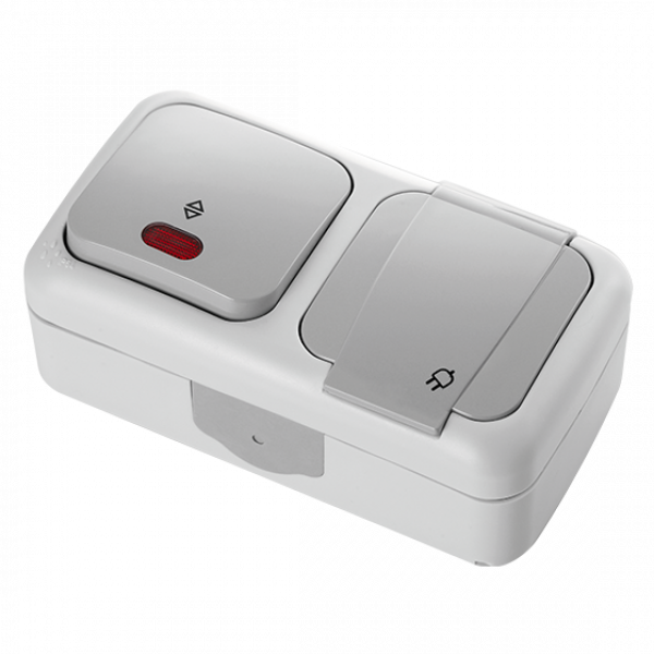 ViKO Palmiye - Wechselschalter mit Licht + Steckdose (Waagerecht) IP54