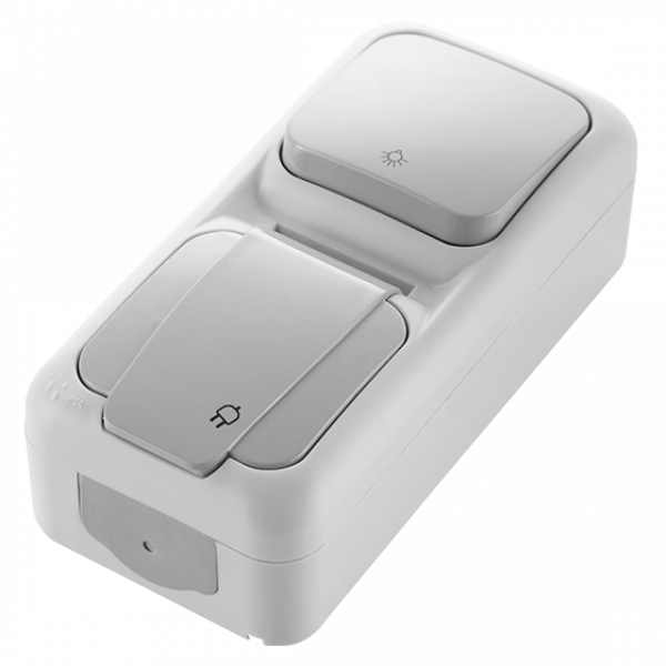 ViKO Palmiye - Taster + Steckdose (Senkrecht) IP54