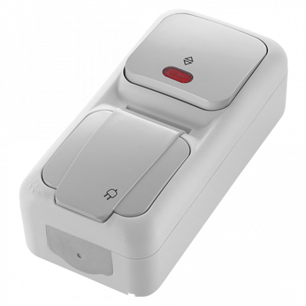 ViKO Palmiye - Wechselschalter mit Licht + Steckdose (Senkrecht) IP54