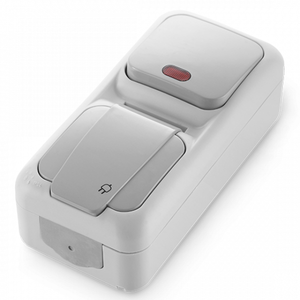 ViKO Palmiye - Ein/Ausschalter mit Licht + Steckdose (Senkrecht) IP54