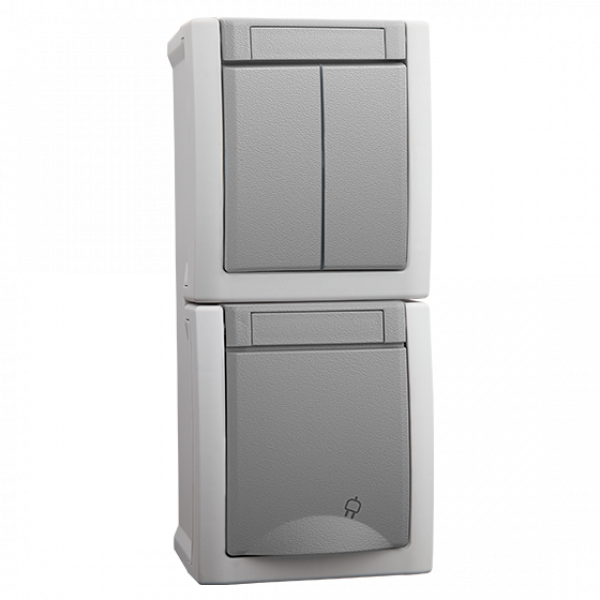 ViKO Pacific - Serienschalter + Steckdose mit Kindersicherung (Senkrecht) IP54