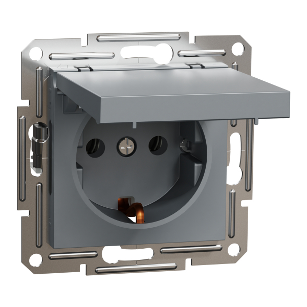 Schneider Asfora - Schutzkontakt Steckdose mit Deckel