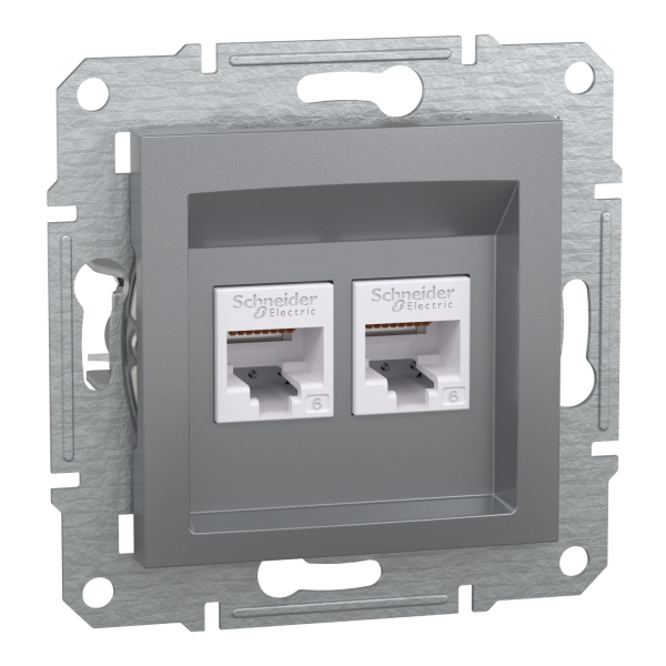 Schneider Asfora - Netzwerkdose - ISDN-​Dose CAT6 2xRJ45