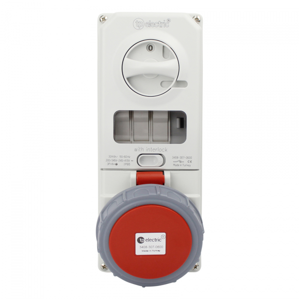 CEE Schaltersteckdose 5x32A IP65 inkl. Sicherung mit Interlock abschaltbar