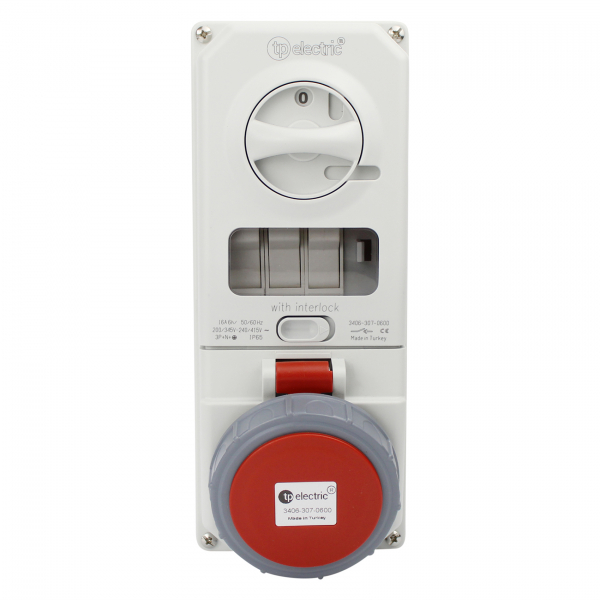 CEE Schaltersteckdose 5x16A IP65 inkl. Sicherung mit Interlock abschaltbar