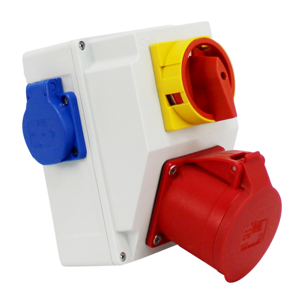 Stromverteiler mit Schalter (1x PCE CEE 32A + 2x PCE Schutzkontakt 230V)