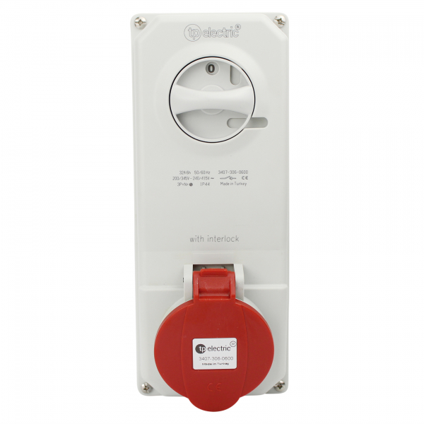 CEE Schaltersteckdose 5x32A IP44 mit Interlock abschaltbar