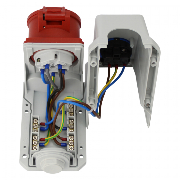 Kombi Wandsteckdose CEE 5pol (400V/16A) + (230V/16A) IP44
