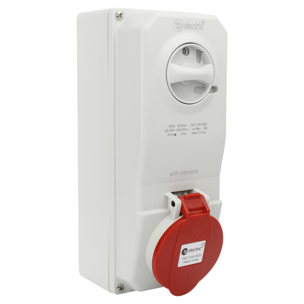 CEE Schaltersteckdose 5x32A IP44 mit Interlock abschaltbar