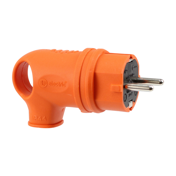 Schutzkontakt Gummistecker mit Griff IP44 (Orange)