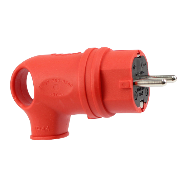 Schutzkontakt Gummistecker mit Griff IP44 (Rot)