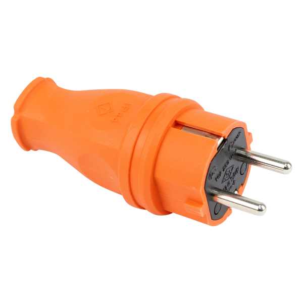 Schutzkontakt Gummistecker IP44 in Orange