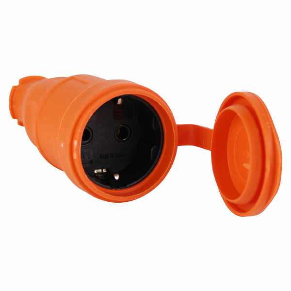 Schutzkontakt Gummikupplung IP44 in Orange