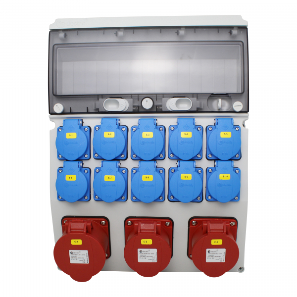 Stromverteiler (2x CEE 5pol 16A + 1x CEE 5pol 32A + 10x Schutzkontakt 230V)