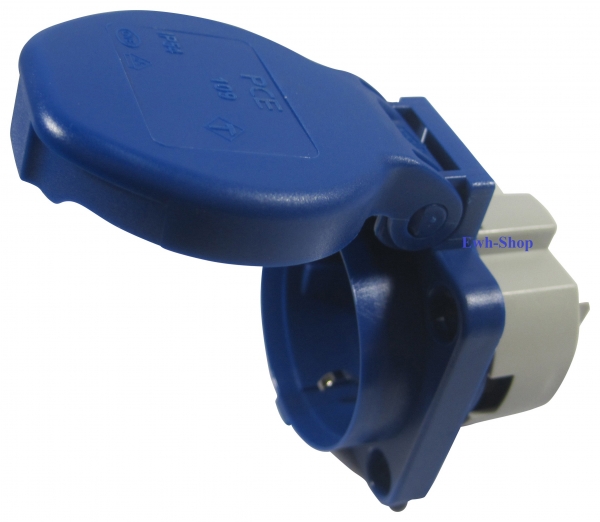 PCE Anbau-Steckdose mit Klappdeckel IP54 Blau