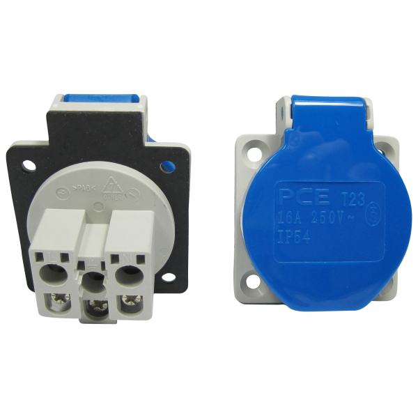 PCE Anbausteckdose mit Klappdeckel nach Schweizer Norm T23