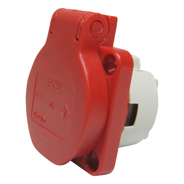 PCE Anbausteckdose mit Klappdeckel Rot