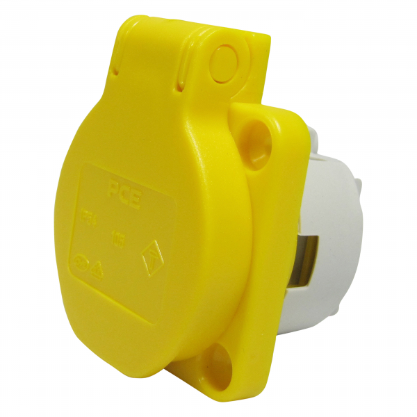 PCE Anbausteckdose mit Klappdeckel Gelb