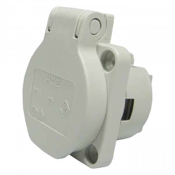 PCE Anbausteckdose mit Klappdeckel Grau